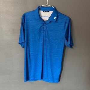 J. Lindeberg Men's Royal Blue Short Sleeve Golf Polo with Subtle Wave Texture